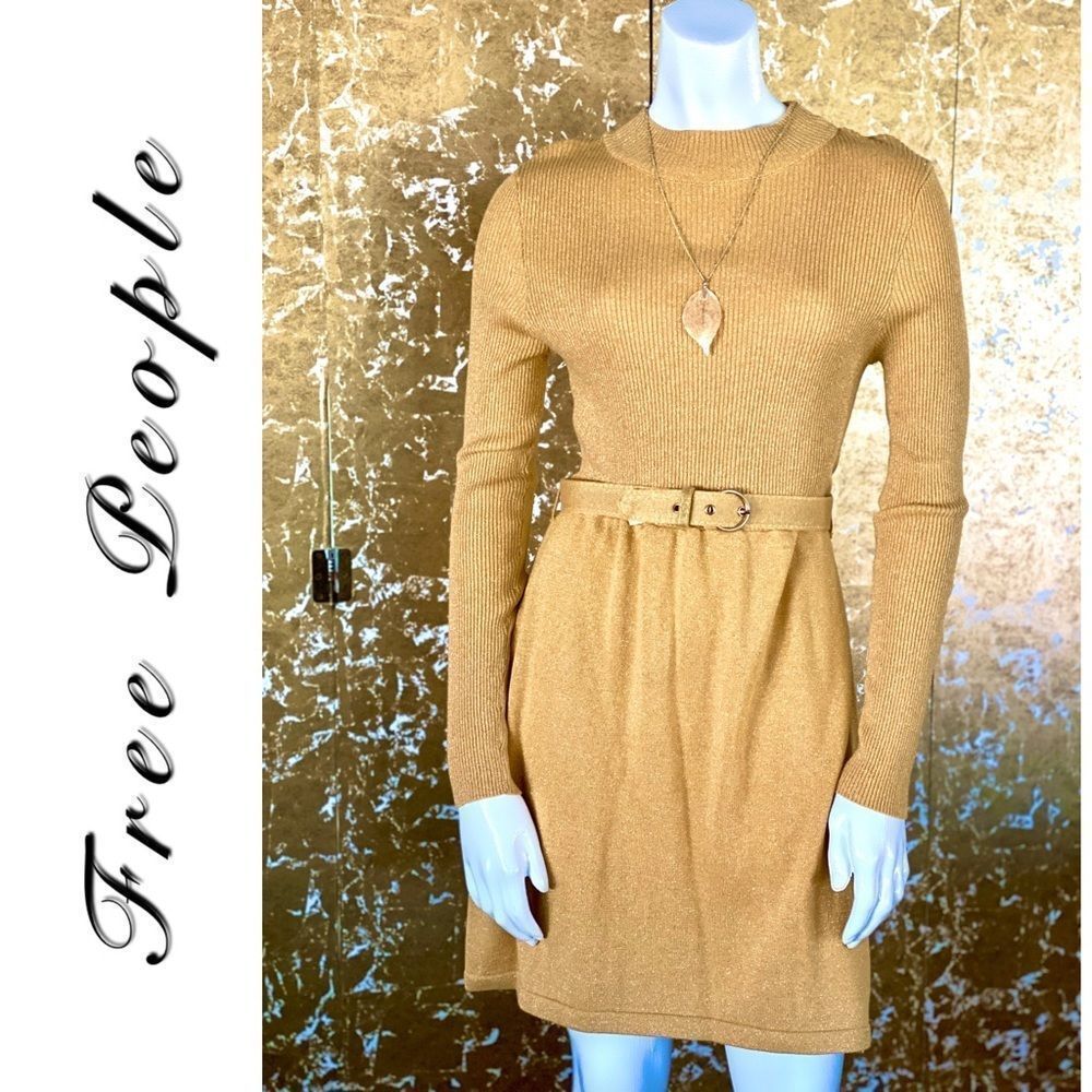 ⭐️NWOT Free People Gold Metallic Dress